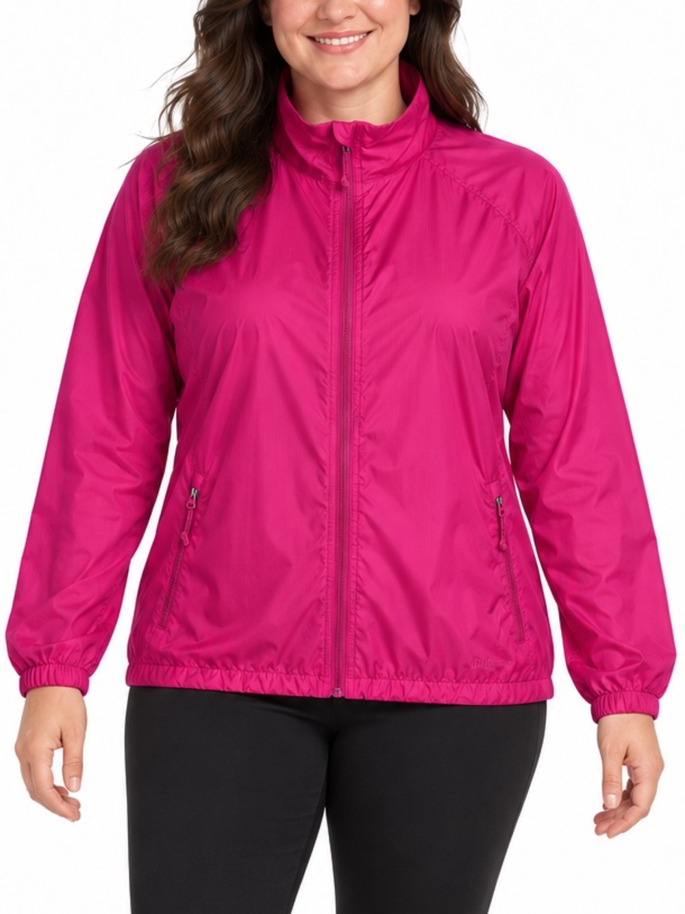 L.L.Bean Plus Size Lightweight Windbreaker 2X Hot Pink Hood